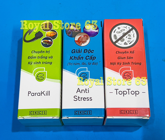 Anti Stress, ParaKill, Toptop Combo siêu đỉnh (Dưỡng cá, nấm, túm lắc, giun sán) Cá Khỏe Cá Sung (Mã SP: 4249_114175786)