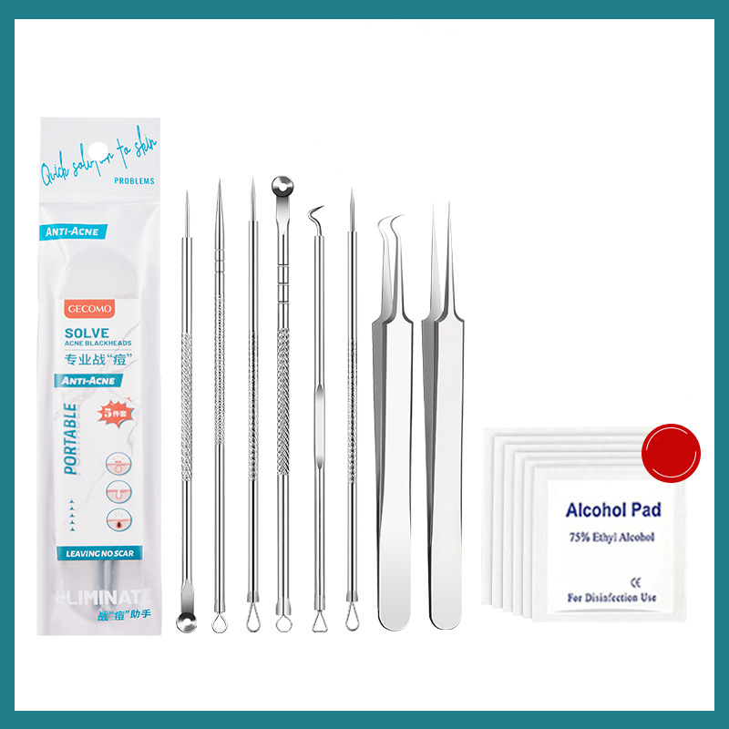 Cây nặn mụn bộ 8 món que lấy mụn Gecomo Anti-Acne Cao Cấp chuyên dùng tại Spa, thẩm mỹ viện (Mã SP: 4075_114172788)