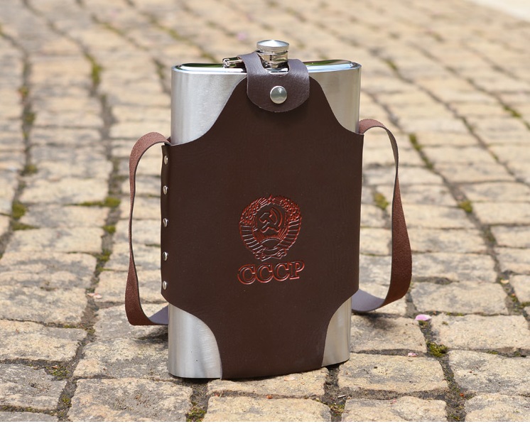 Bình rươu inox cccp 64 oz 2l bao da cá tính
