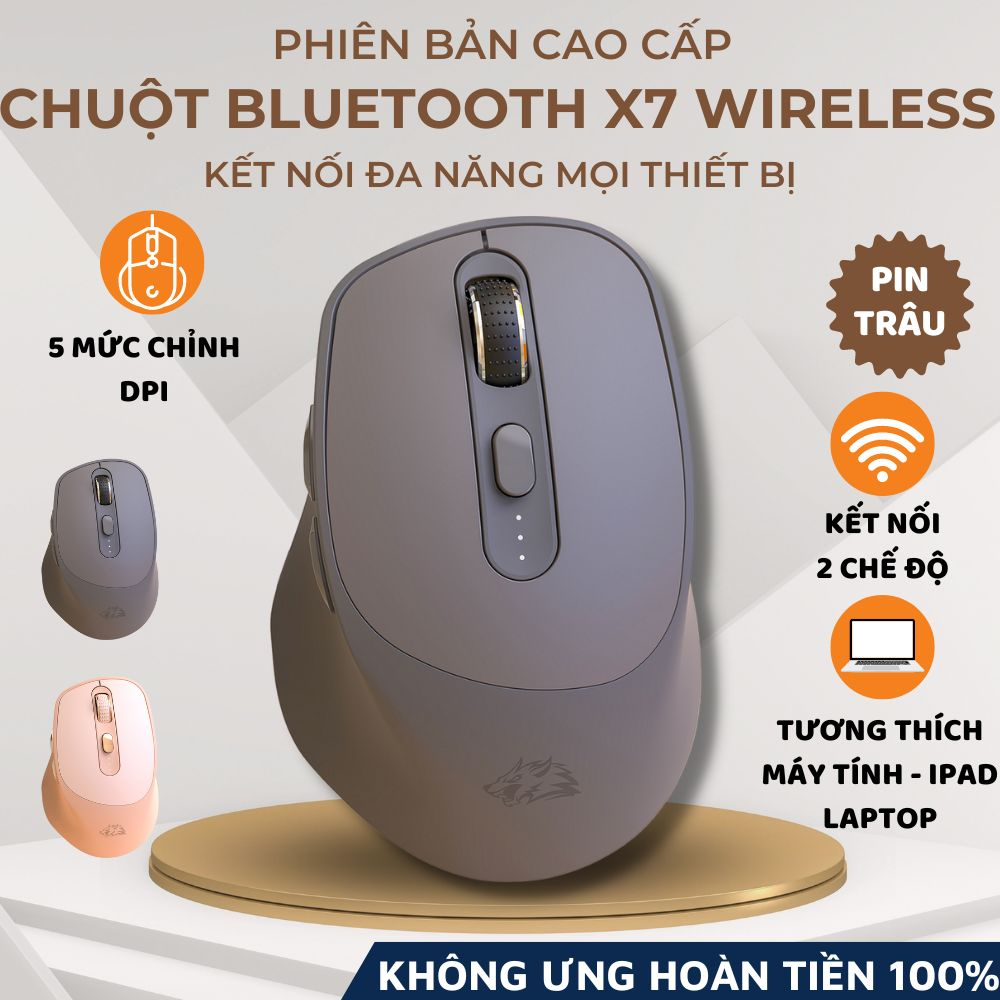 Chuột Máy Vi Tính Không Dây Pin Sạc X7 Kết Nối Đa Năng Mọi Thiết Bị (Mã SP: 3237_28886532)
