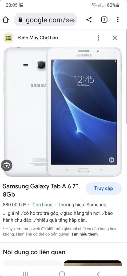 Xem youtube Máy tính bảng Samsung Tab A T285 _ Chình hãng đã dùng còn mới