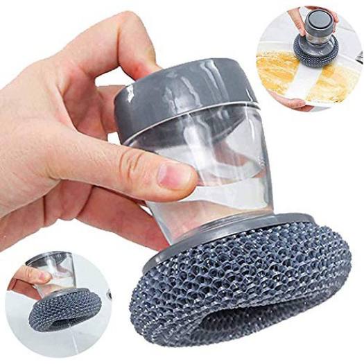 Cọ rửa chén, chùi rửa xoong nồi có tay cầm đựng xà phòng tiện lợi (Mã SP: 0xynhug)
