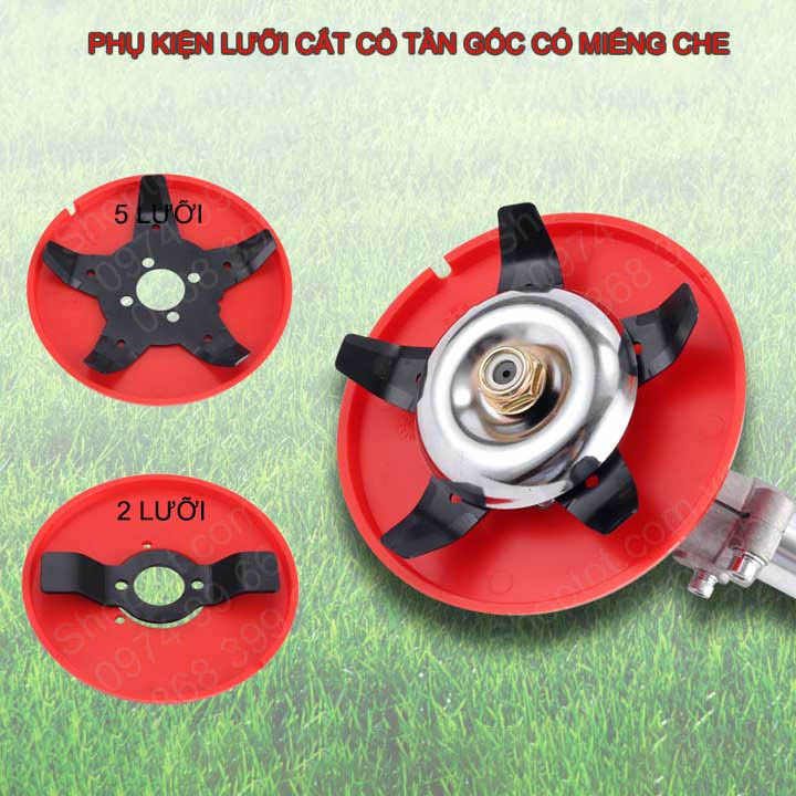 Lưỡi làm cỏ ruộng khô, ướt có miếng che dùng cho máy cắt cỏ chạy nhiêu liệu, loại 2 và 5 đầu kèm theo, D14.5cm (Mã SP: LCTG.25D14.5)