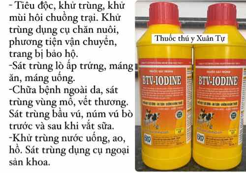 [ THÚ Y ] 1 lít BTV - IODINE ST Khử trùng chuồng trại, dụng cụ chăn nuôi, vết thương (Mã SP: 4258_95623527)