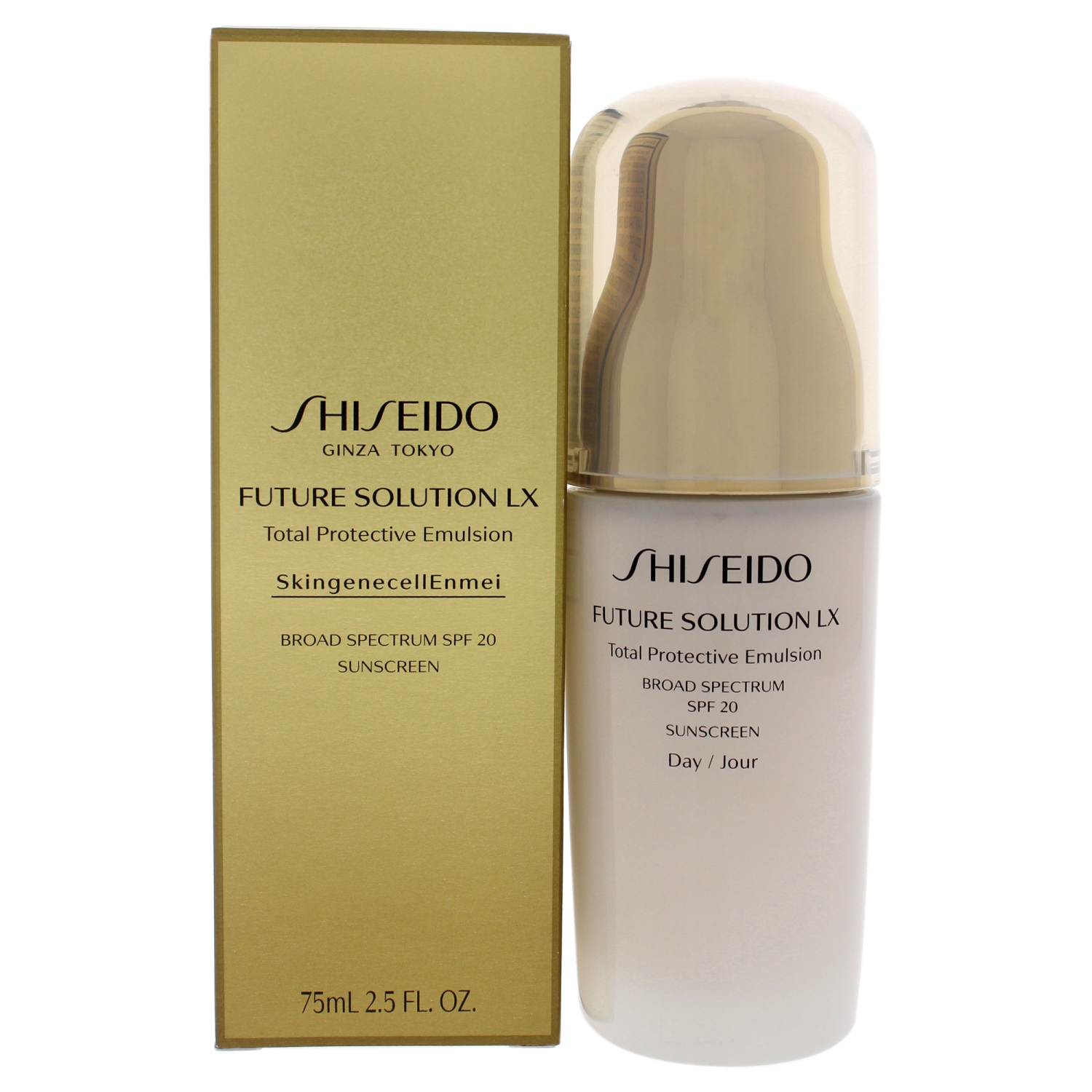 Sữa dưỡng da ban ngày đa chức năng Shiseido Future Solution LX Total Protective Emulsion E SPF 20 của Nhật chai mini 15ml và fullsize 75ml