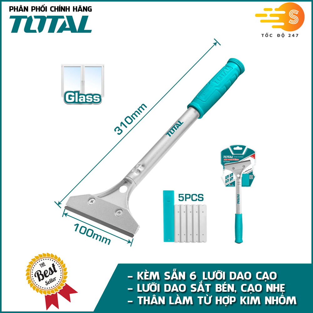 Cây sủi cạo sơn kim loại kèm 6 lưỡi dao TOTAL THT183201 - Hợp kim nhôm, loại bỏ sơn, gỉ sét (Mã SP: TO-THT183201)