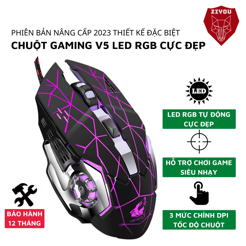 Chuột Máy Tính Có Dây Gaming V5 Có LED 7 Màu Rực Rỡ Dành Cho Game Thủ Tương Thích Với Máy Tính,PC,Laptop (Mã SP: 1748_20347524)