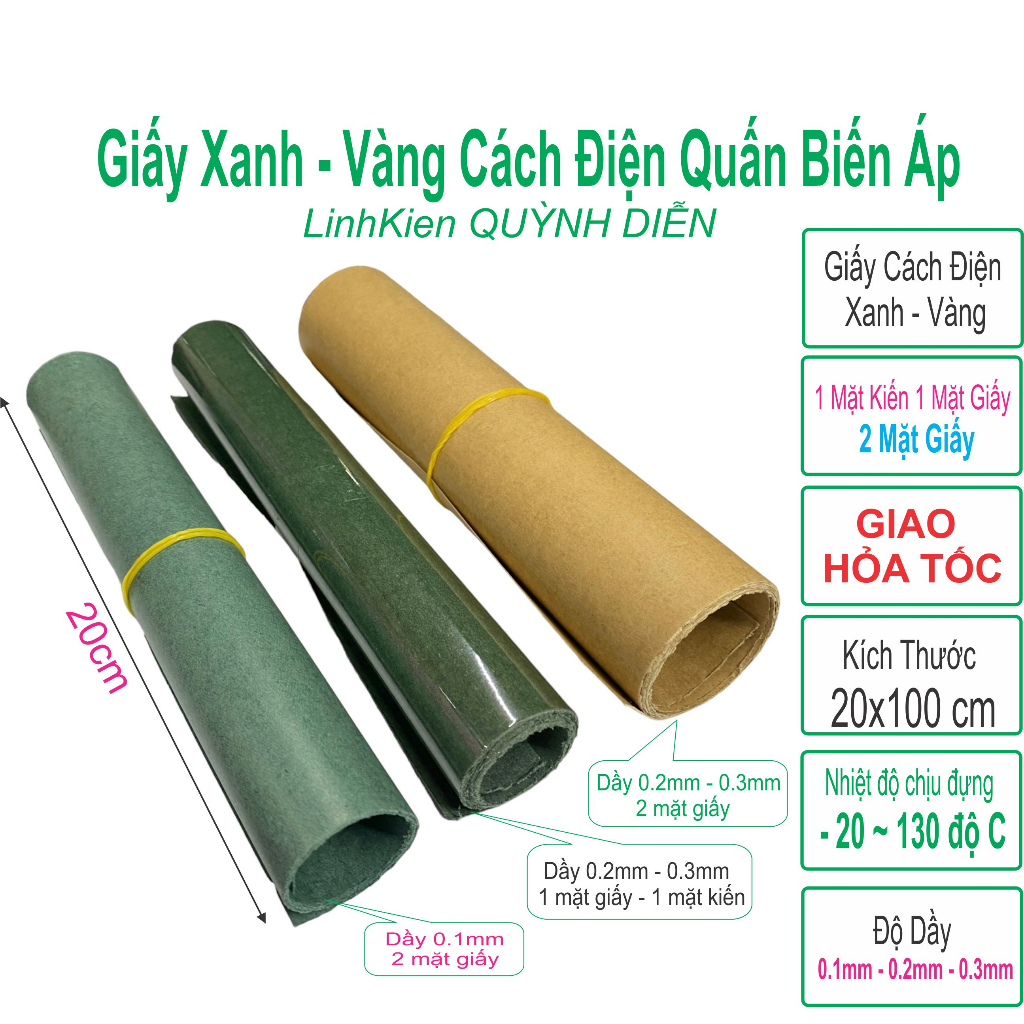 02 Tờ Giấy Xanh cách pha giấy cách điện cho motor biến áp dầy 1-2-3 Dem khổ 20cm X 100cm - linh kiện QUỲNH DIỄN (Mã SP: 3289_114600405)