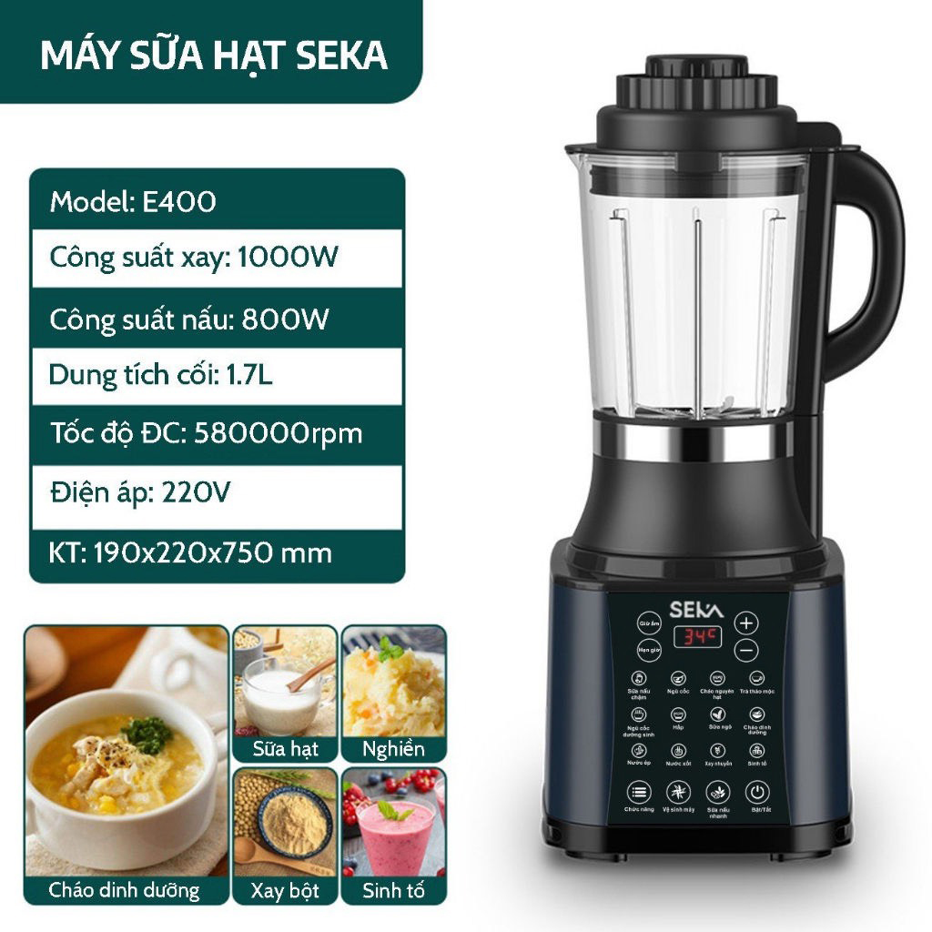 Máy xay sữa hạt SEKA E300 E400 1750ml, Đa năng với 14 chức năng ưu Việt, bảo hành 12 tháng (Mã SP: 3159_114745809)