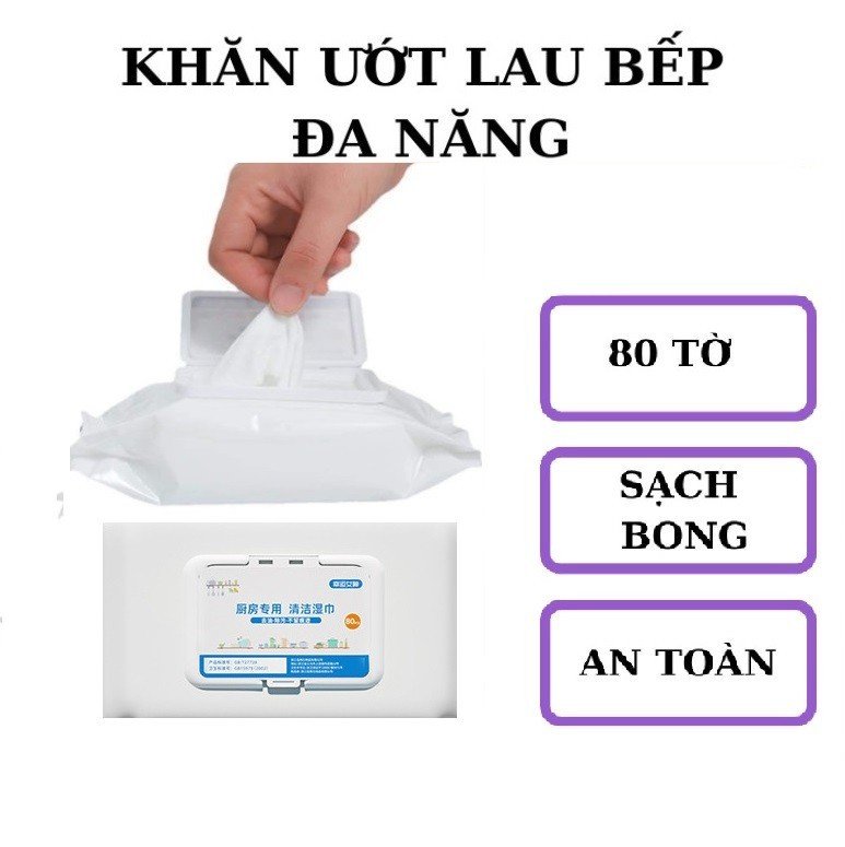 Khăn ướt lau sạch bếp đa năng 80 tờ GÓI TRẮNG, giấy ướt lau vệ sinh dầu mỡ nhà bếp, bát đĩa cơ lớn siêu dai an toàn cho da tay (Mã SP: 4273_114765553)