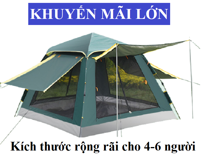 Lều cắm trại tự bung 4-6 người 4 cửa to thoáng, bản mới nhất (Mã SP: MTX0602)