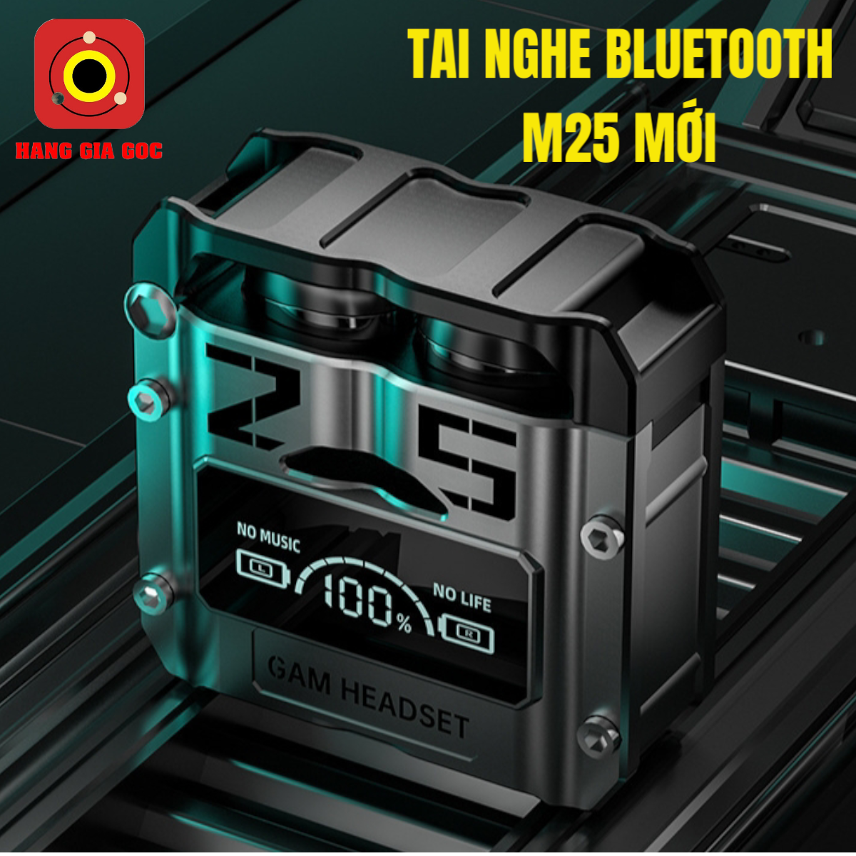 Tai nghe bluetooth 5.3 - M25 Thế Hệ Mới Không Thấm Nước Tích Hợp Âm Thanh 9D Stereo, Kiểu Dáng Thể Thao, Màn Hình LED (Mã SP: M25-)