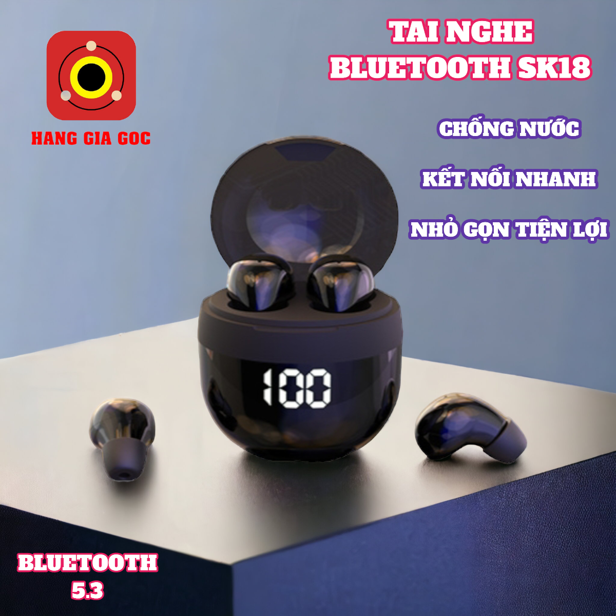Tai Nghe Nhét Tai SK18 Pin Trâu, Thiết Kế Nhỏ Gọn,Cảm Ứng Thông Minh, Kết Nối Ổn Định, Âm Thanh HiFi Cao Cấp,  Bluetooth 5.3 (Mã SP: SK18-)