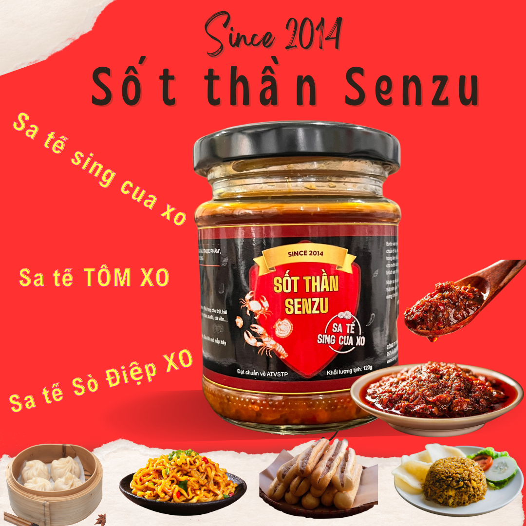 [quà 20k]Sốt chấm đa năng Cua Tôm - Sò Điệp XO (cay/siêu cay) 120g/hũ thủy tinh (Mã SP: SENZU120)
