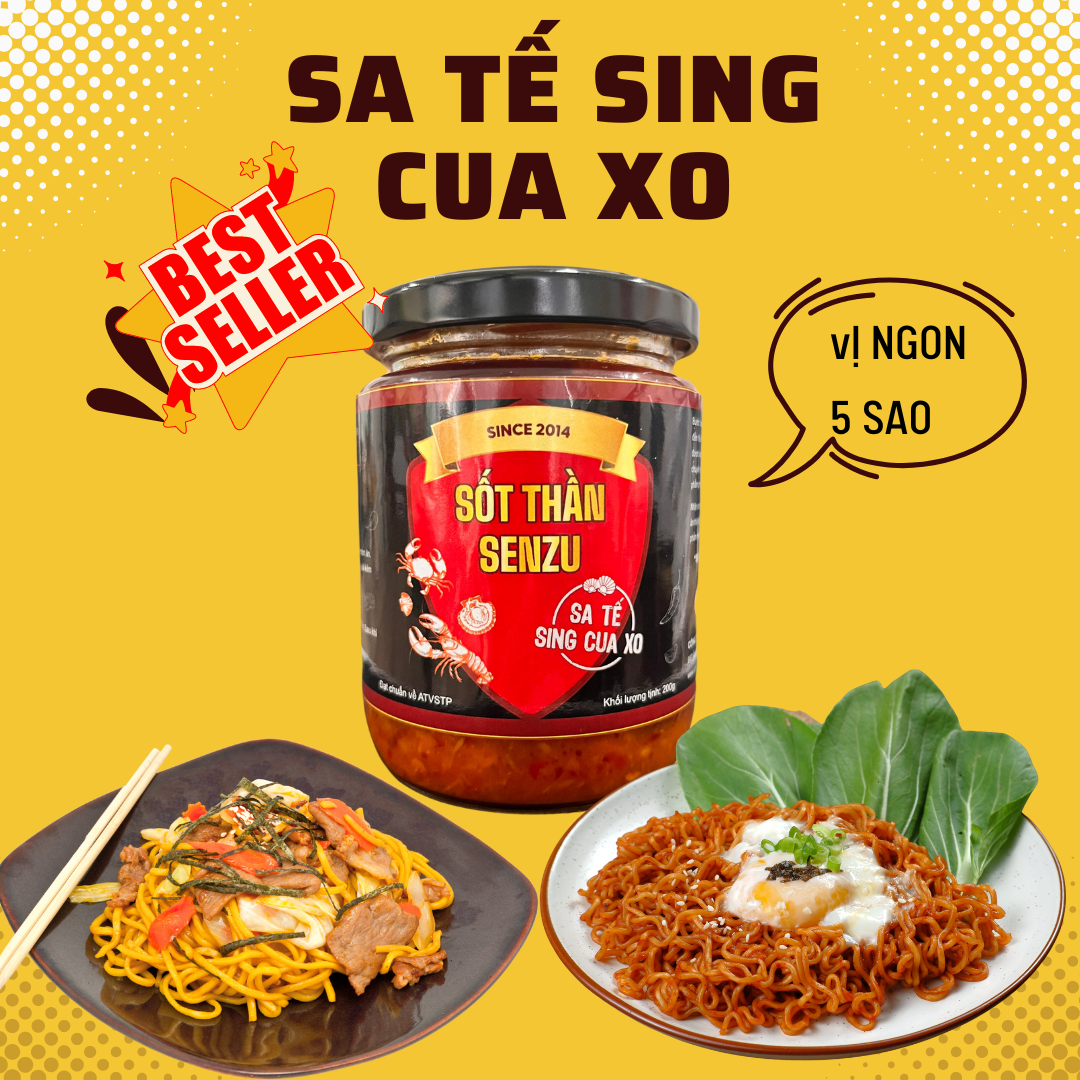 [qùa 20k]Sốt chấm đa năng Cua Tôm - Sò Điệp XO (cay/siêu cay) 200g/hũ thủy tinh (Mã SP: Senzu200)