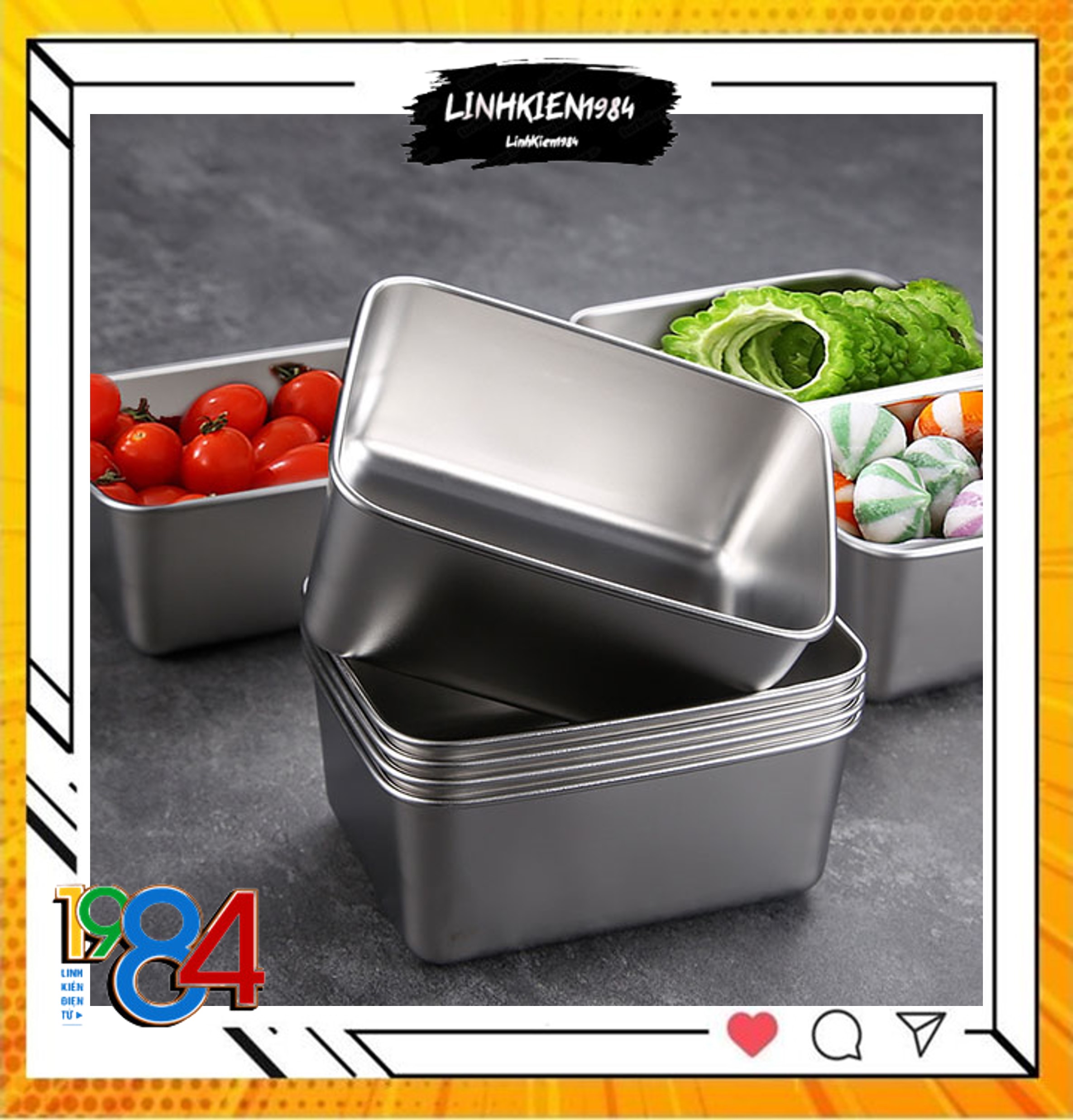 Hộp Đựng Thực Phẩm Tủ Lạnh Inox 304 Có Nắp Đậy Đa Năng Tiện Lợi 13.5*10.5*5.8cm (Mã SP: Hộp Đựng Thực Phẩm Tủ Lạnh Inox 304 Có Nắp)