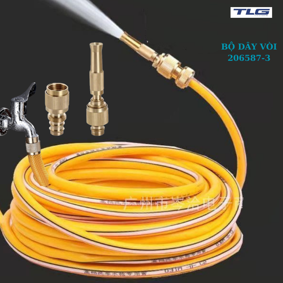 [SKM] Bộ dây vòi xịt nước rửa xe, tưới cây . tăng áp 3 lần, loại 7m, 10m 206587-3 P cút sập, nối đen+ tặng cút nối vòi 622-7 (Mã SP: 206587-3P3)
