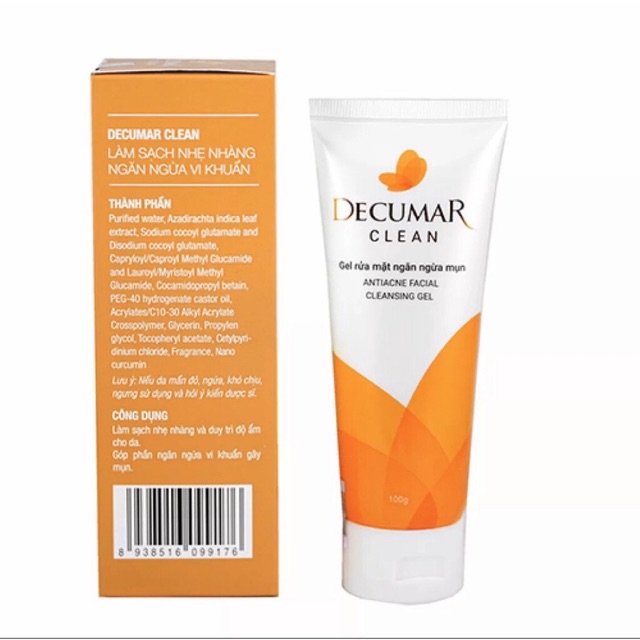 Decumar clean 100g sữa rửa mặt ngừa mụn sáng da
