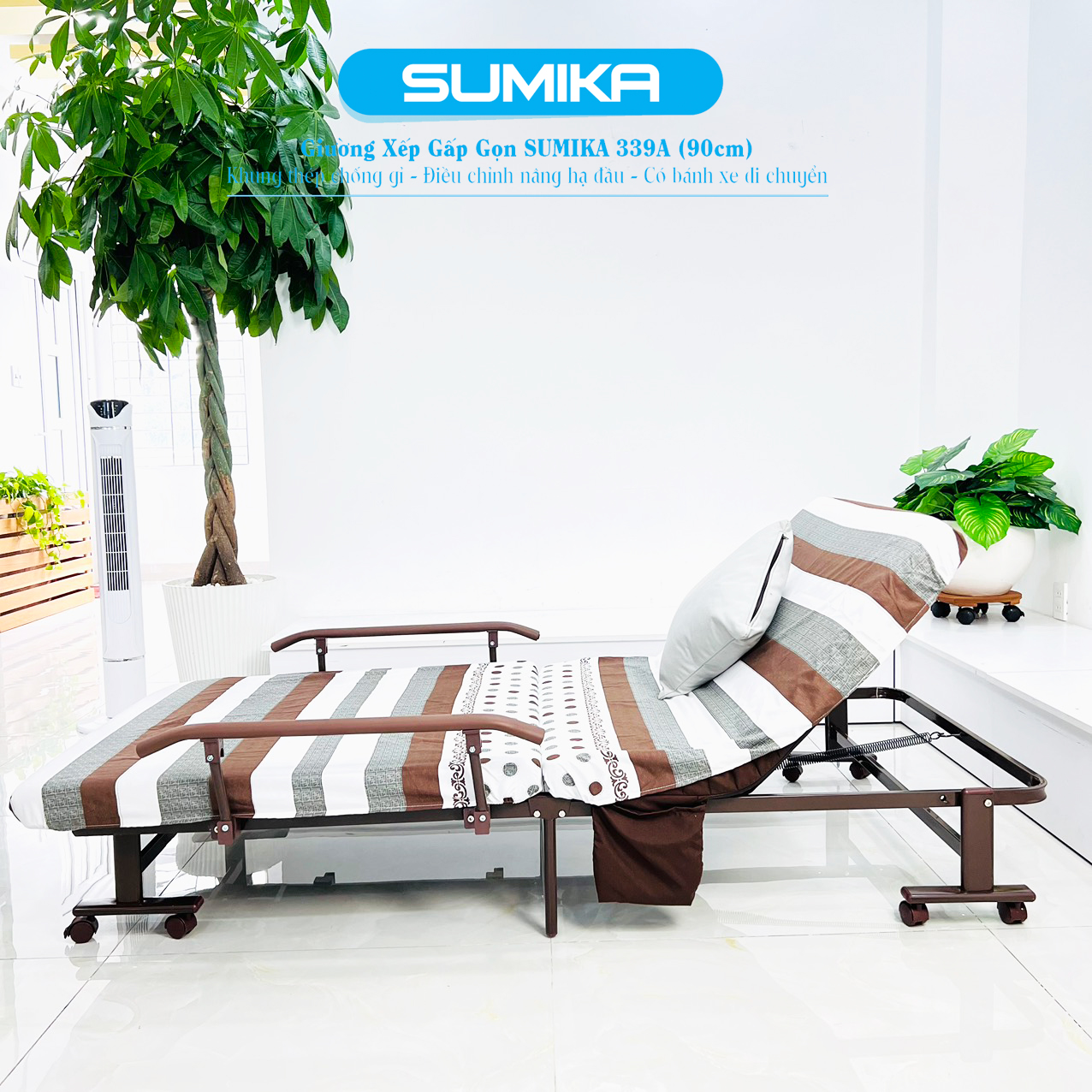 Giường xếp gọn kiểu dáng hàn quốc sumika 339a, rộng 90cm