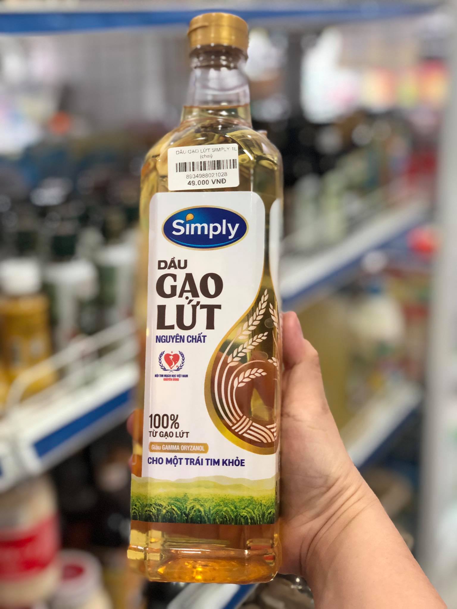 Dầu Ăn Gạo Lứt Simply Nguyên Chất 1L (Mã SP: 1212323+679+87897886)
