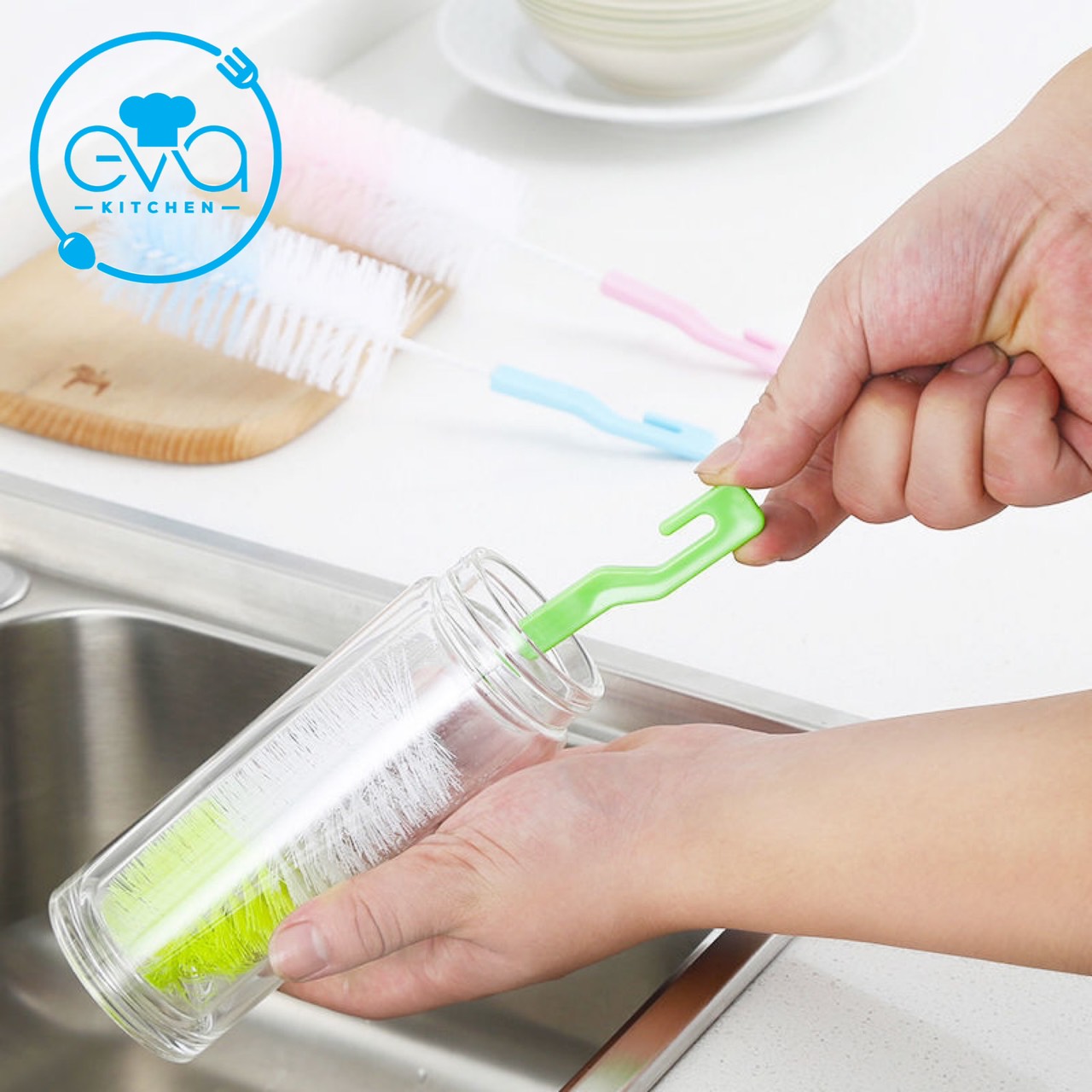 Dụng Cụ Cọ Rửa Ly , Cốc , Bình Nước , Bình Sữa Cán Sợi Cứng Cán Tay Cầm Có Móc Treo Tiện Lợi (Mã SP: 2905017025)