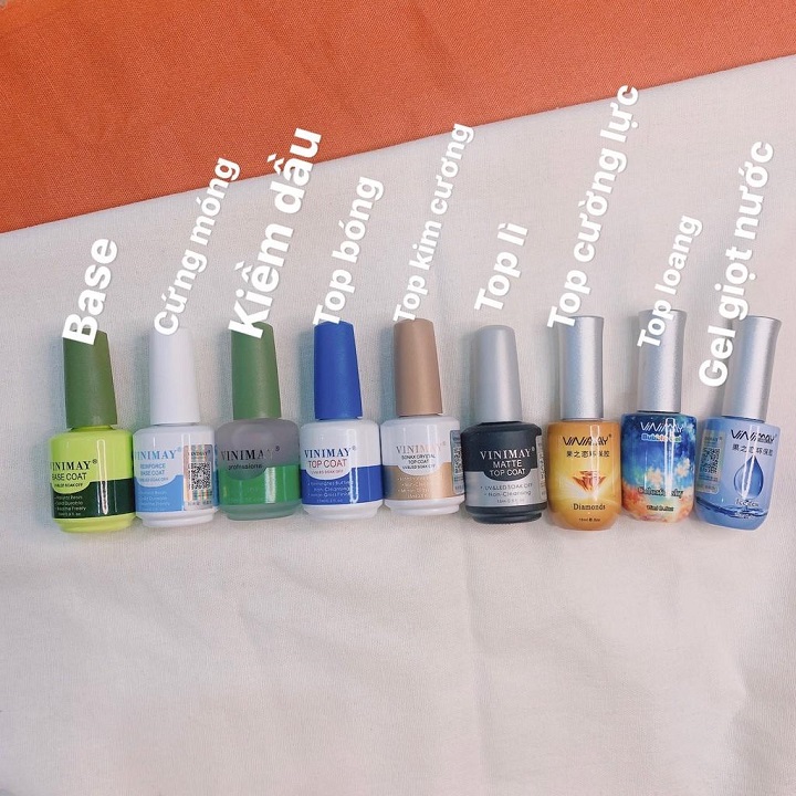 Vinimay ( Base Top, Cứng Móng, Kiềm Dầu, Top Lỳ, Loang, Cường Lực, Kim Cương,Top Giọt Sương, Phá Gel ) (Mã SP: BTVNM)