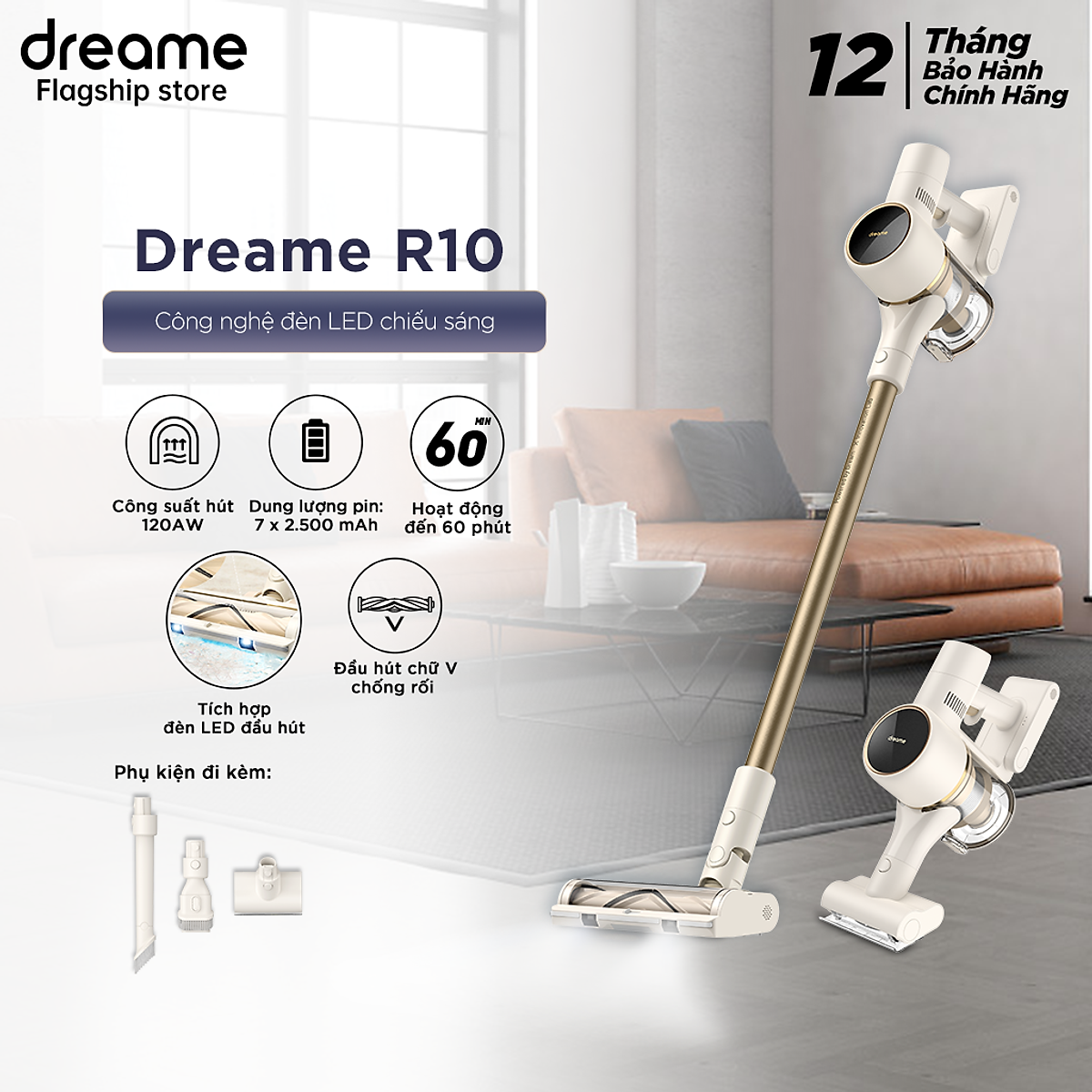 Máy hút bụi cầm tay không dây Dreame R10 luục hút 120AW