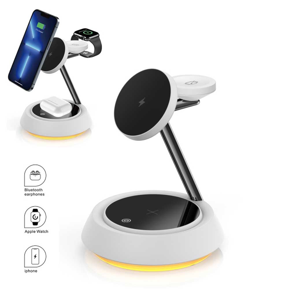 Dock sạc 3in1 wiwu w002 sạc không dây 15w cho ip 12/13/14 tích hợp đèn ngủ tiện lợi