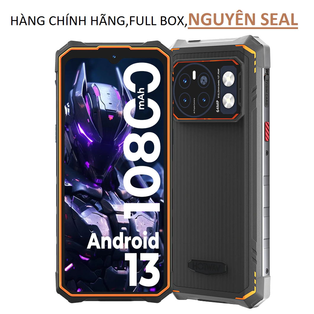 Điện thoại siêu bền HOTWAV CYBER 13 Pro(Ram 20GB,Rom 256GB, chống nước,chống va đập chuẩn IP68/IP69K,pin 10800mAh,Màn hình 6,6 inch, Android 13,CPU  UNISOC T619 Octa Core, Mạng: 4G, NFC,OTG) (Mã SP: 2354_115995401)