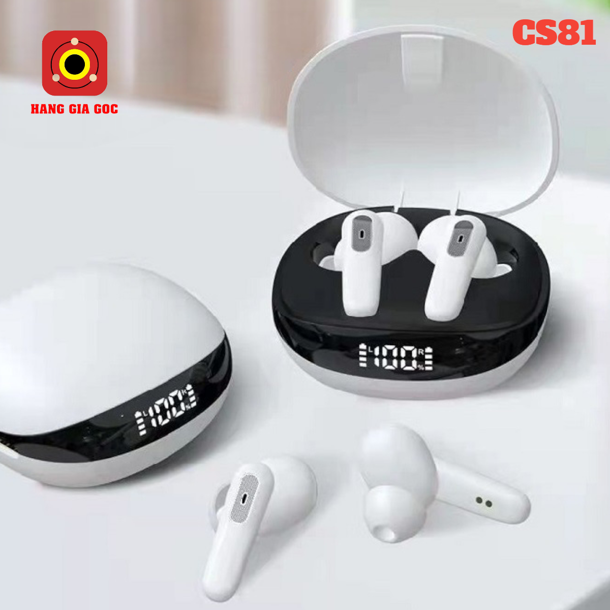Tai Nghe Bluetooth CS81 Phiên Bản V5.1 Cao Cấp, Tích Hợp Micro To Rõ, Cảm Ứng Thông Minh, Chống Ồn, Chống Nước, Màn LED Hiển Thị (Mã SP: CS81-)