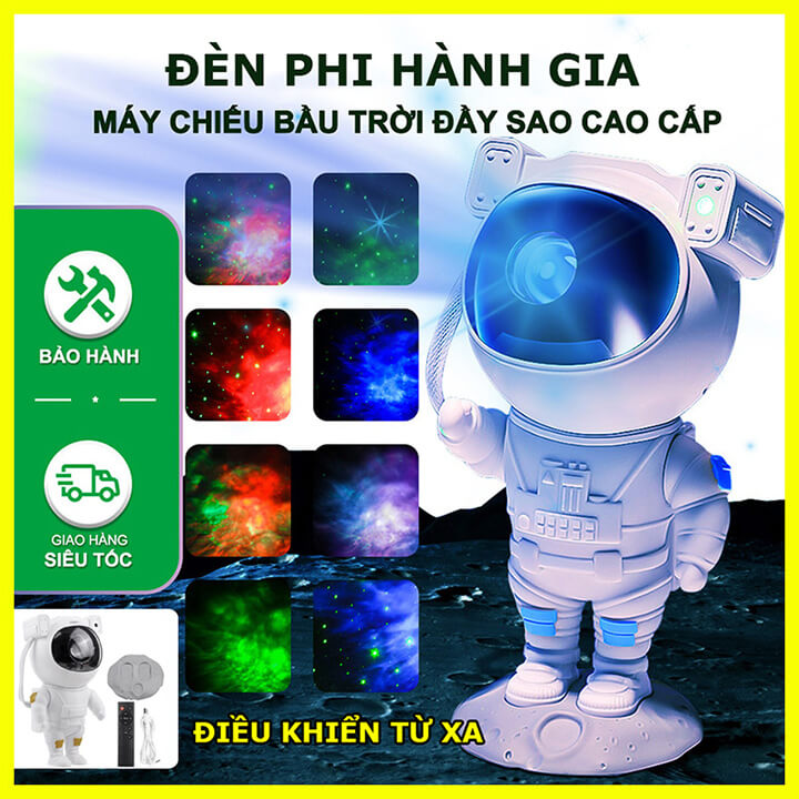 Đèn phi hành gia chiếu sao thiên hà Laser mẫu mới có điều khiển từ xa, đèn ngủ chiếu sao vũ trụ trang trí phòng ngủ (Mã SP: HĐ634)