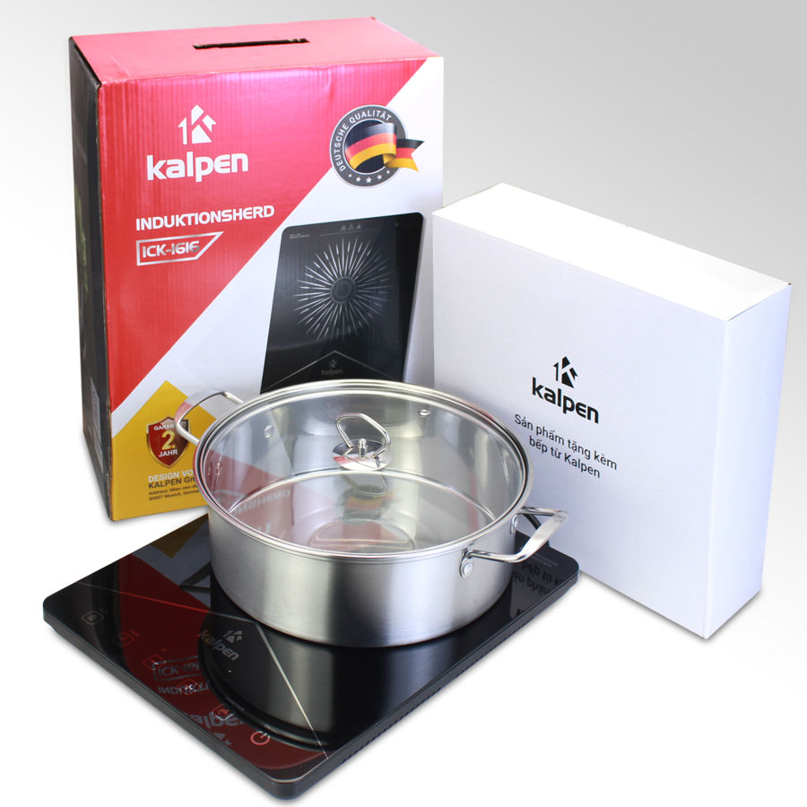 Bếp từ đơn cao cấp Kalpen công suất 2200W tặng Nồi Inox 28cm bảo hành 24 tháng