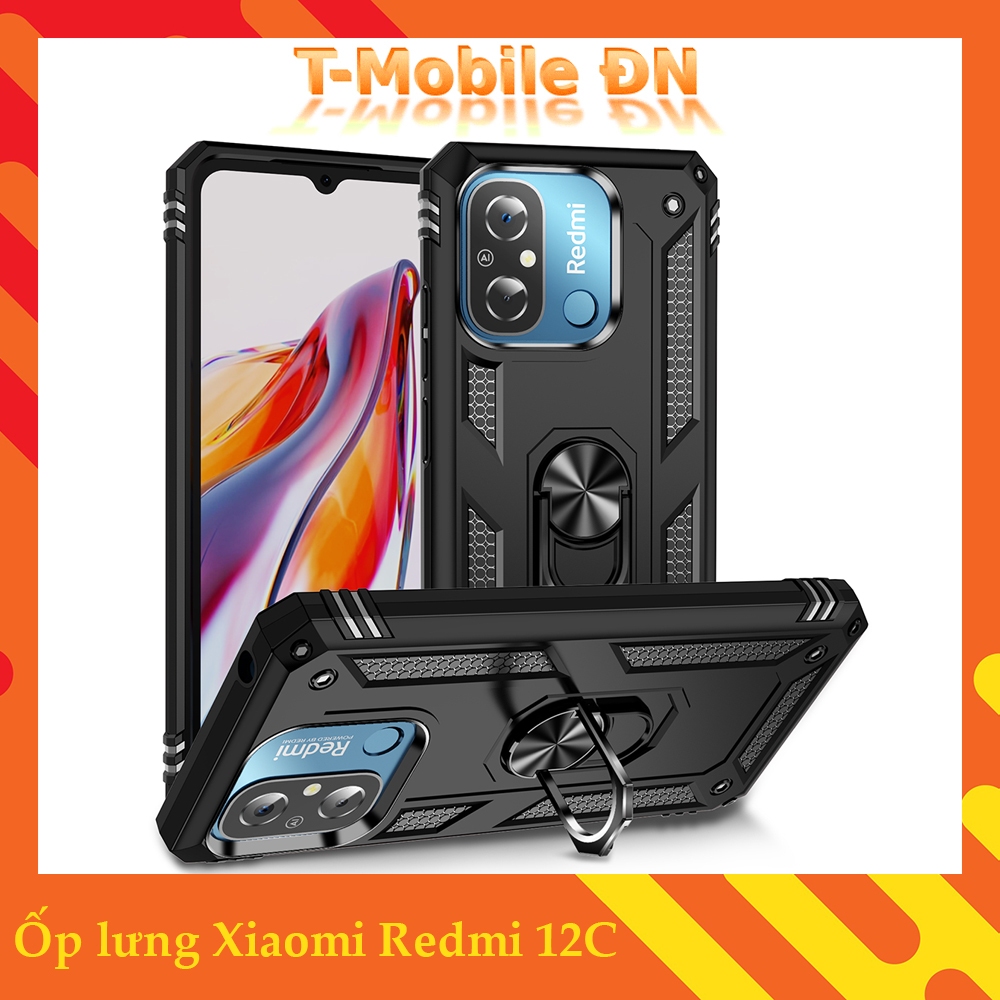 Ốp lưng Xiaomi Redmi 12C chống sốc 2 lớp kèm nhẫn iring làm giá đỡ cho Redmi 12C (Mã SP: VN03)