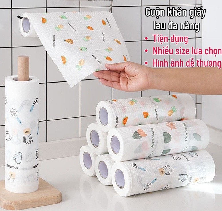 Cuộn Khăn Giấy Lau Bếp Đa Năng Họa Tiết Tái Sử Dụng Tiện Lợi (Mã SP: 22903157219)