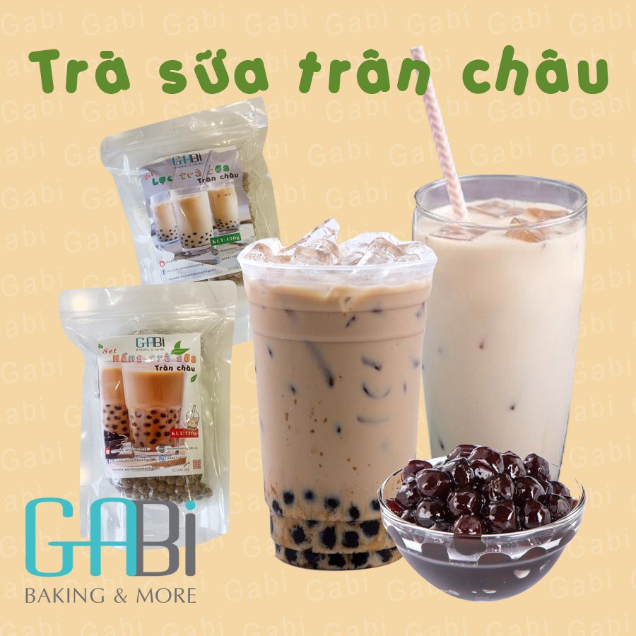 Set nguyên liệu trà sữa trân châu hồng trà/trà lài (10 cốc) (Mã SP: sen145a)