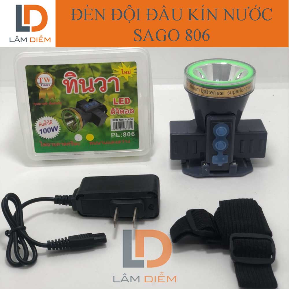 Đèn pin đội đầu 100w pin sạc siêu sáng kín nước pl 806