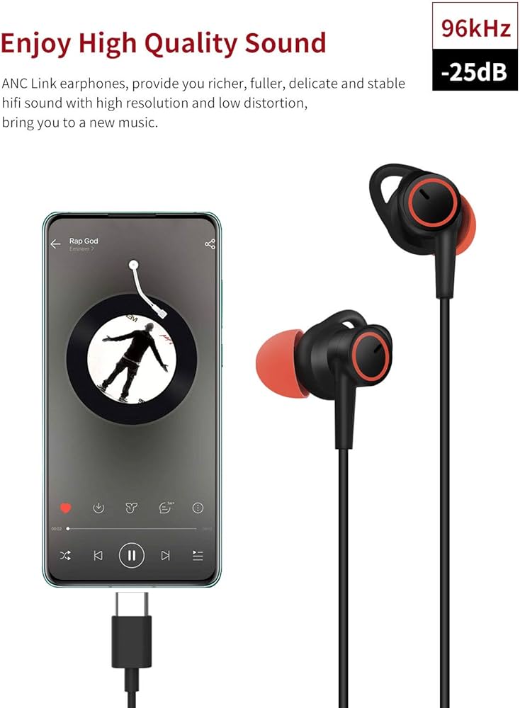 Tai nghe chân cắm type C chống ồn hãng Dyplay ANC link cho cho các dòng điện thoại samsung/Xiaomi/Oppo/IPhone 15/Macbook
