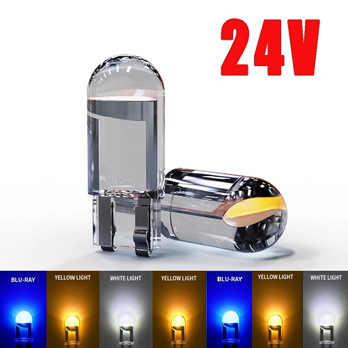 Bộ 4 Bóng Đèn LED 24V Ánh Sáng Trắng/Vàng/Xanh Dương Chân T10 Thay Thế Đèn Sương Mù, Xi Nhan Cho Ô Tô, Xe Máy Siêu Sáng (Mã SP: Bộ 4 Bóng Đèn LED 24V Ánh Sáng Trắng/Vàng/Xan)