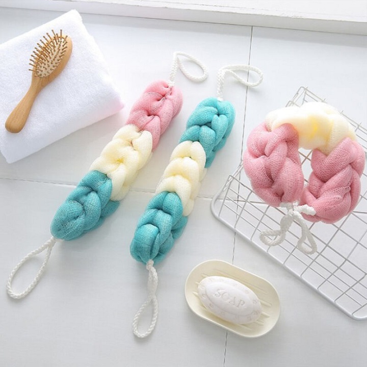 Bông tắm lưới dài chà lưng kì ghét tẩy da chết matxa có dây tiện lợi nhà tắm vệ sinh (Mã SP: Bông tắm lưới chà lưng)