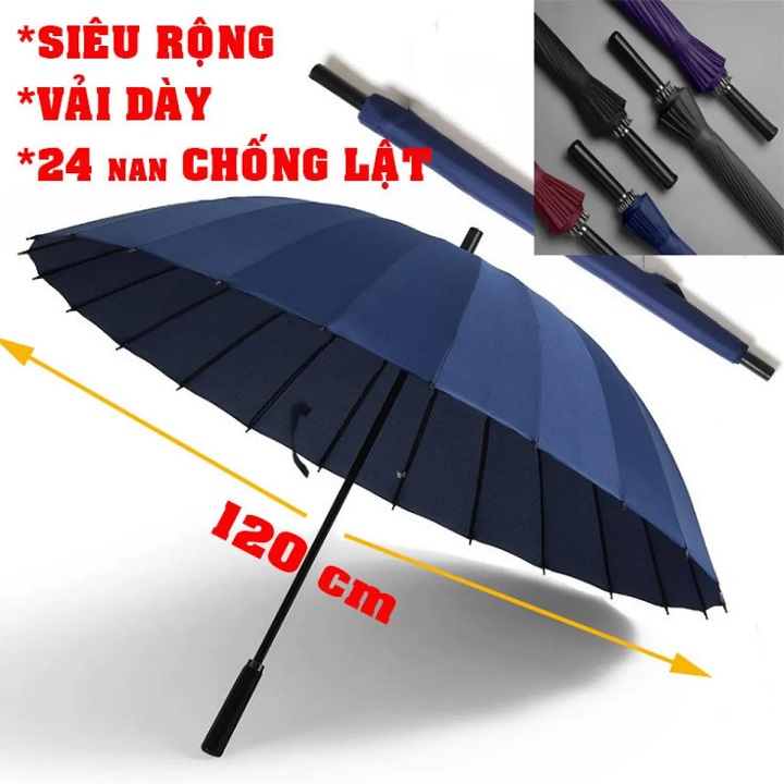 Ô Dù Che Nắng 24 Nan Bản To Đại Xương Cứng Cáp Đi Mưa Chống Lật (Mã SP: Ô to 24 nan)