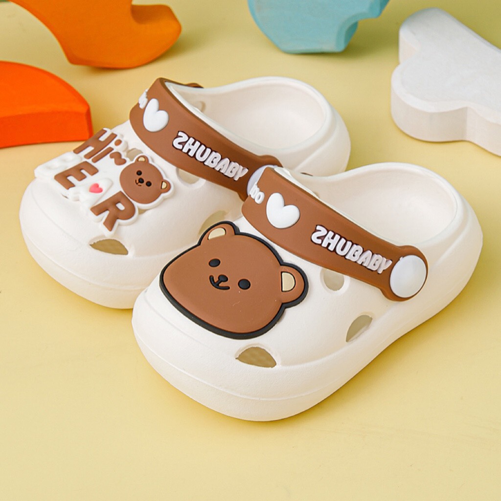 Dép sục crocs ZHUBABA chất liệu nhựa cao cấp, siêu nhẹ hình gấu nâu/thỏ hồng cho bé 1-5 tuổi Sendo - jankids (Mã SP: 6439_116142857)