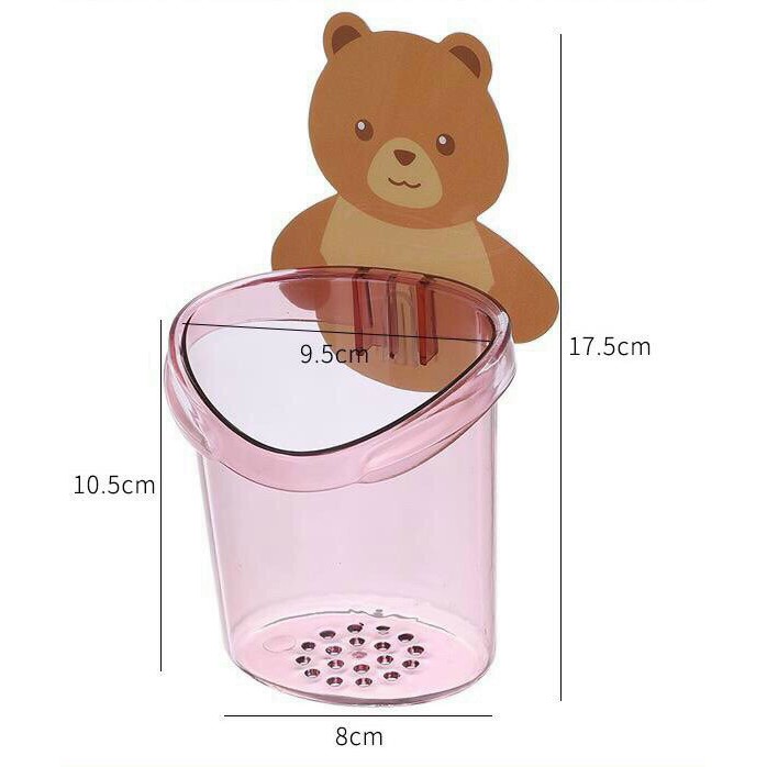 Cốc đựng bàn chải hình gấu dán tường, tiện lợi, chắc chắn (Mã SP: cocgauq)
