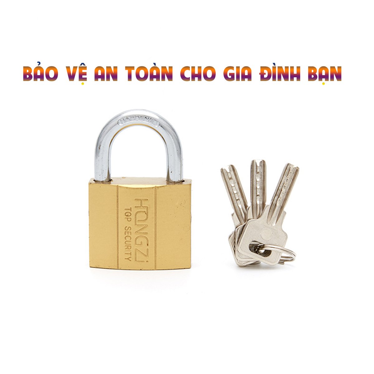 Ổ Khóa HongZi Hợp Kim Nguyên Khối Kèm 3 Chìa Khóa (Mã SP: 12495)
