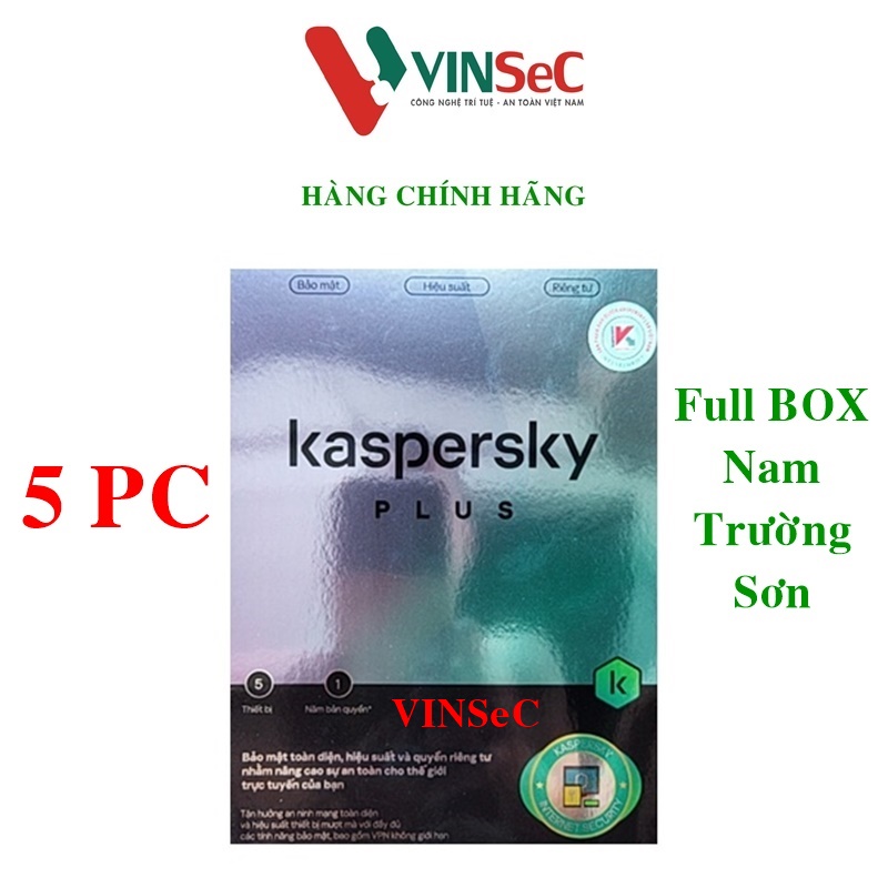 Phần mềm kaspersky plus 5pcs/năm - chính hãng - full box nam trường sơn