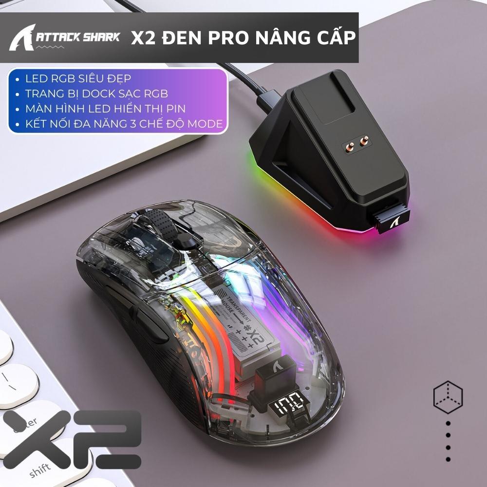 Chuột Máy Tính Gaming Không Dây Bluetooth Cao Cấp Kèm Dock Sạc X2 PRO Mouse Led RGB Cho Máy Tính, Laptop PC (Mã SP: 3sd)