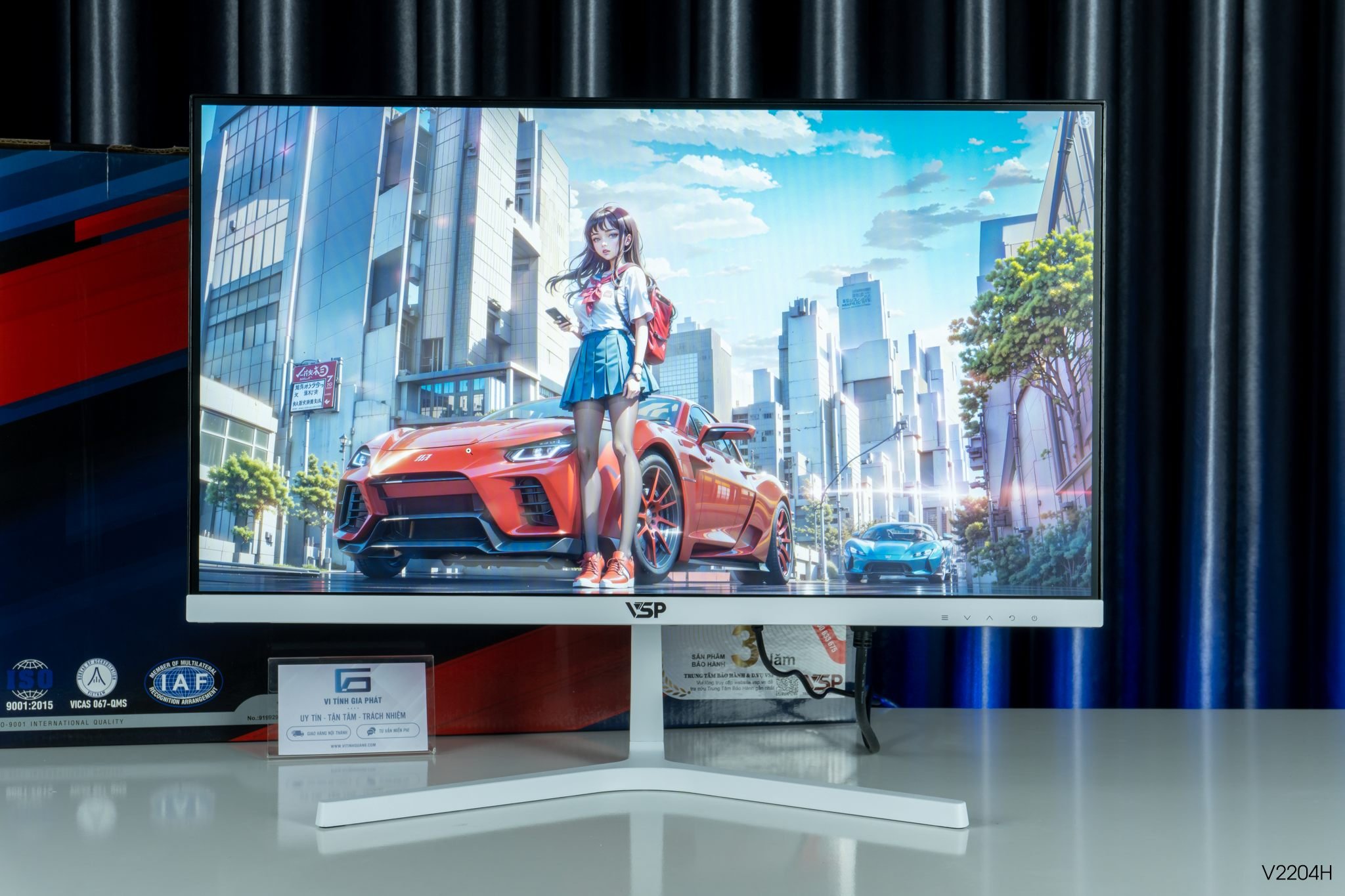 Màn hình phẳng LED VSP 22INCH TRÀN VIỀN V2204H TRẮNG - ĐEN (Full-HD, VA, 75Hz) Bảo hành 36 tháng Chính Hãng (Mã SP: VSP V2204H)