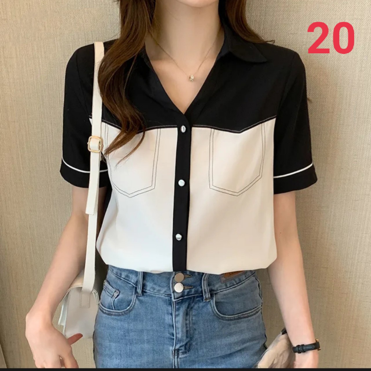 Áo sơ mi nữ phối màu xinh xắn ,áo lụa cao cấp, áo sơ mi nữ công sở fom chuẩn đẹp A4440 đủ size 40-90kg (Mã SP: A4440)