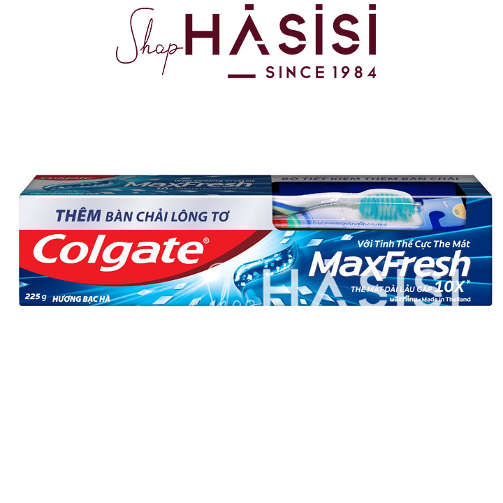 Kem đánh răng xanh dương-colgate-maxfresh the mát cực độ siêu sảng khoái 225 kèm km