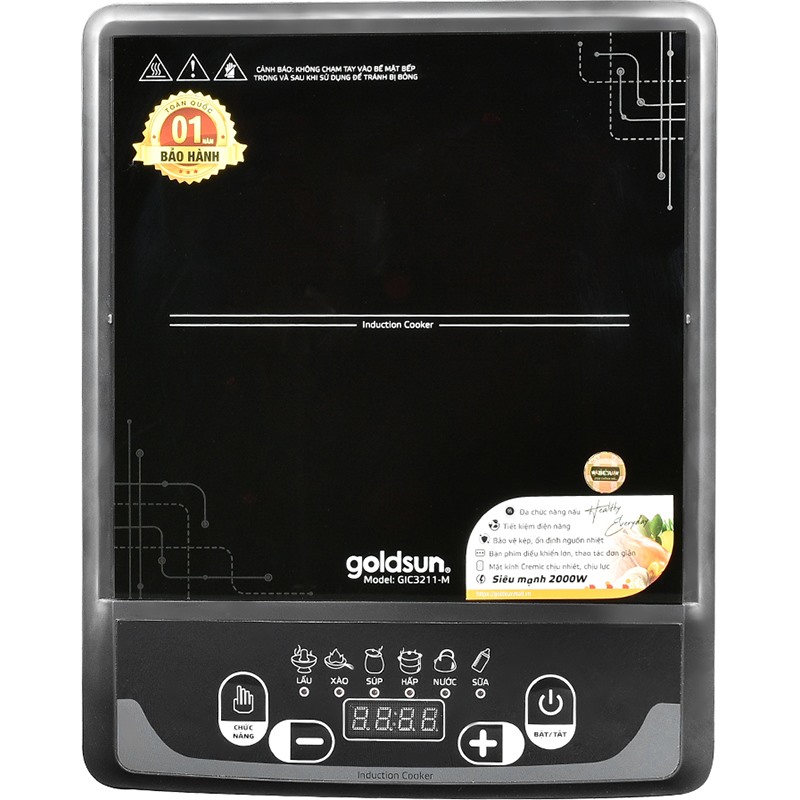 Bếp điện từ đơn 2000W Goldsun GIC3211-M (Kèm nồi) - Đen (Mã SP: 00905214)