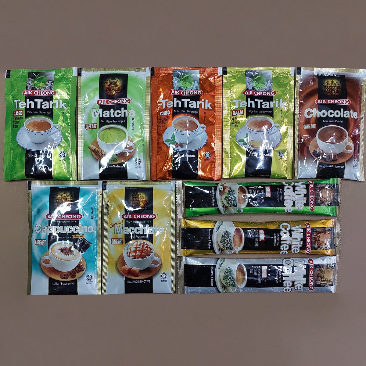 Combo 10 gói nhỏ trà sữa và cà phê trắng aik cheong - white coffee - teh tarik